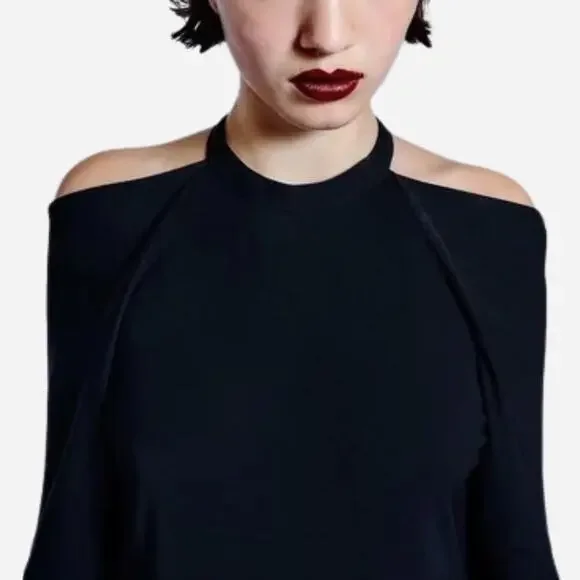 Zara CUT OUT DRESS LIMITED EDITION BLACK A LINE MIDI DRESS SMALL NEW NWT - Picture 5 of 9